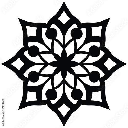Isolated Black Vector Dancer using Element arabesque With White Background