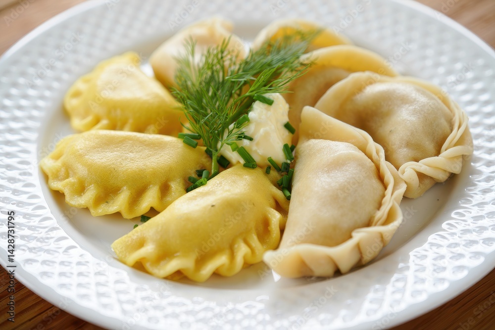 Traiditional Ukrainian Pierogi, Vareniky stuffed with cottage cheese
