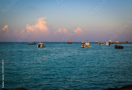 sunset over the sea at Fulidhoo island Maldives