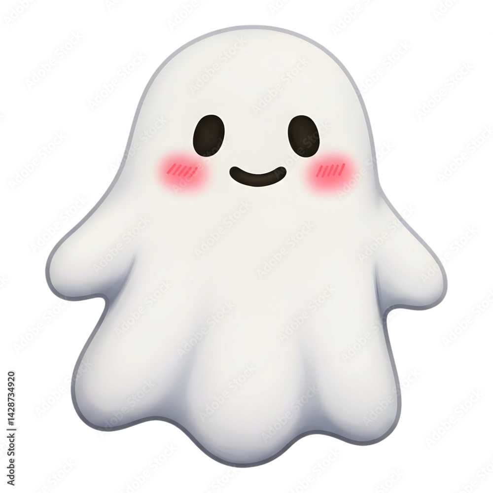 Cute white ghost plush with smile and blush cheeks Cute white ghost plush with smile and blush cheeks