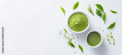 Wallpaper Mural Matcha powder and tea, a healthy drink Torontodigital.ca