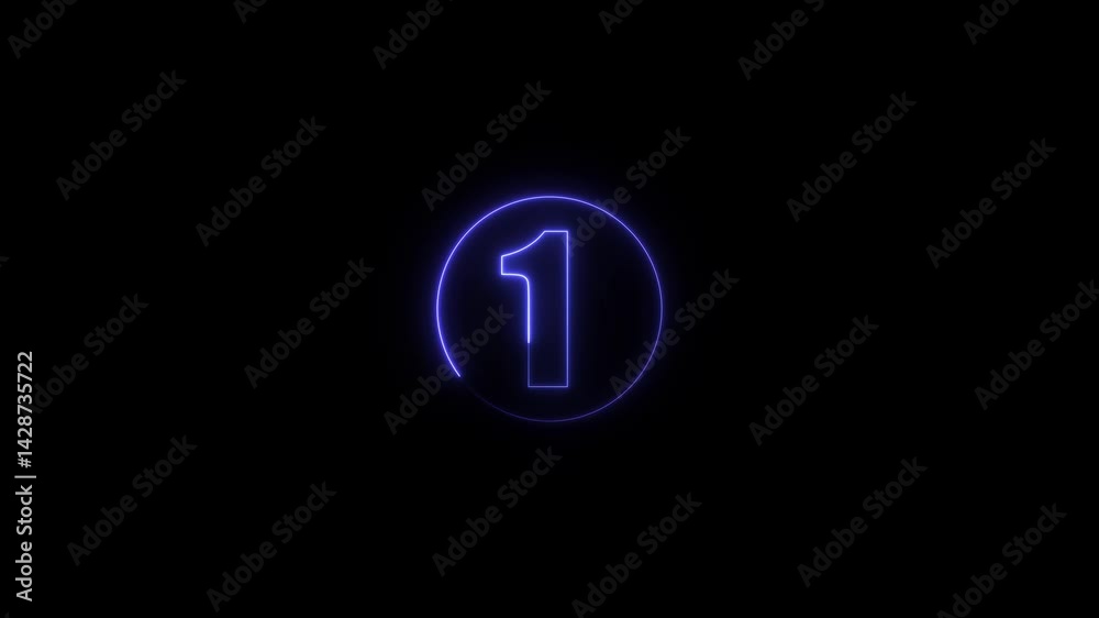 colorful glowing neon 1 text icon animation. Square rectangle picture circle with one tone neon color motion graphic on isolated black a background. colorful glowing neon 1 text icon animation. Square rectangle picture circle with one tone neon color motion graphic on isolated black a background.