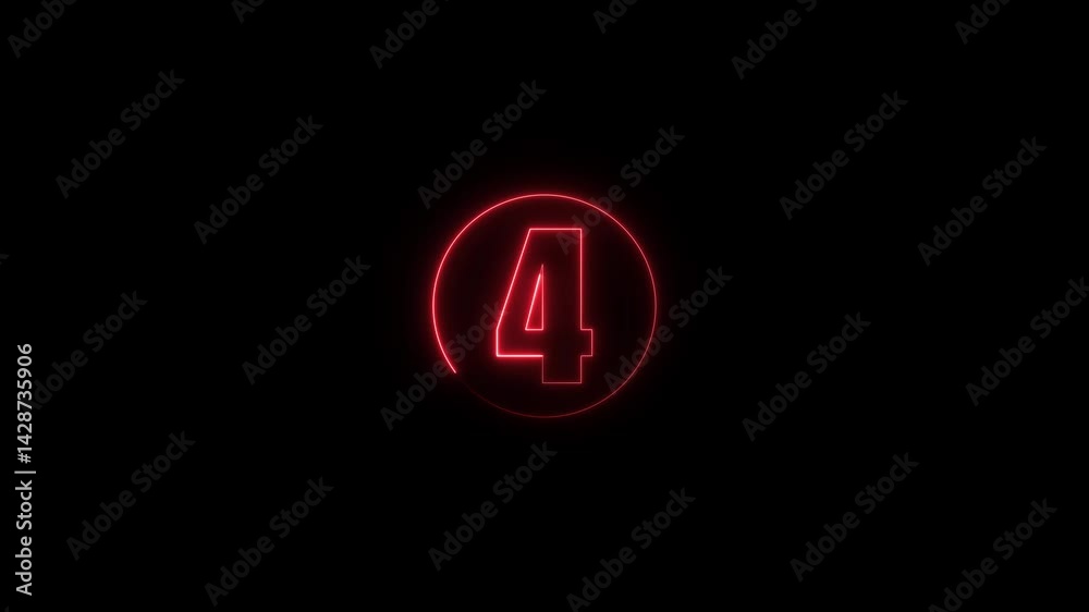 colorful glowing neon 4 text icon animation. Square rectangle picture circle with one tone neon color motion graphic on isolated black a background. colorful glowing neon 4 text icon animation. Square rectangle picture circle with one tone neon color motion graphic on isolated black a background.