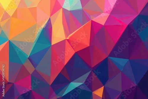 Geometric shapes in repeating sequence of varying hues, vibrant, minimal