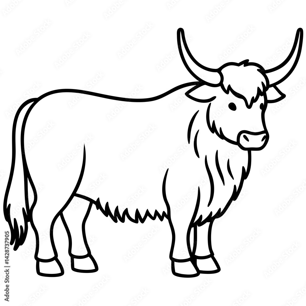 Minimalist Yak Vector Line Art Minimalist Yak Vector Line Art
