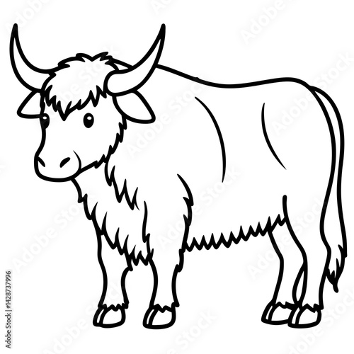 Minimalist Yak Vector Line Art