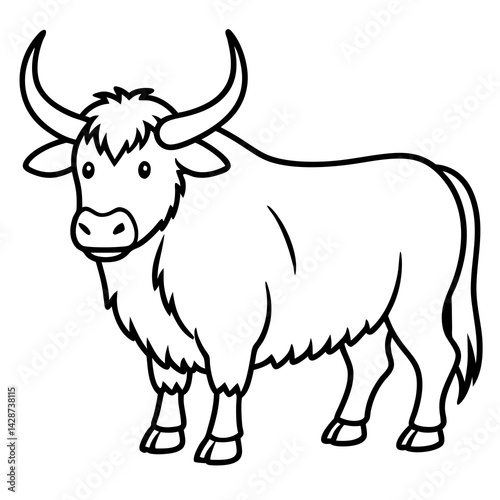 Minimalist Yak Vector Line Art