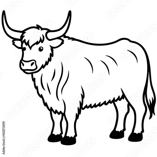 Minimalist Yak Vector Line Art