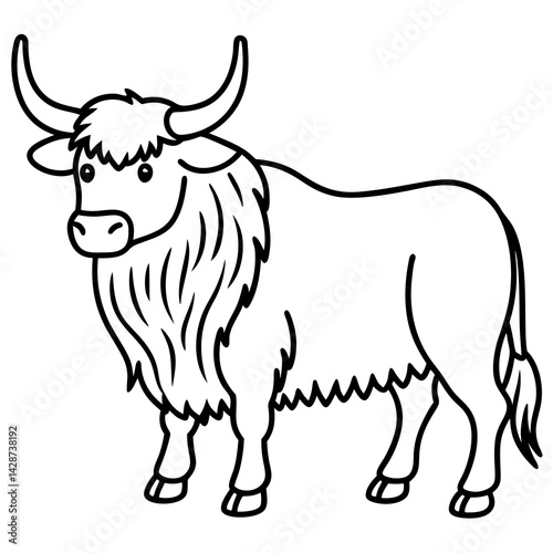 Minimalist Yak Vector Line Art