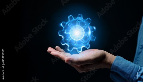 A man is holding a translucent gear assembly on his hand