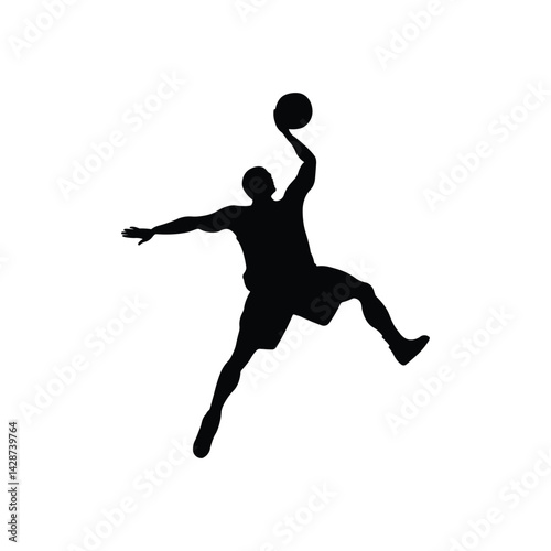 Basketball player going for a layup silhouette
