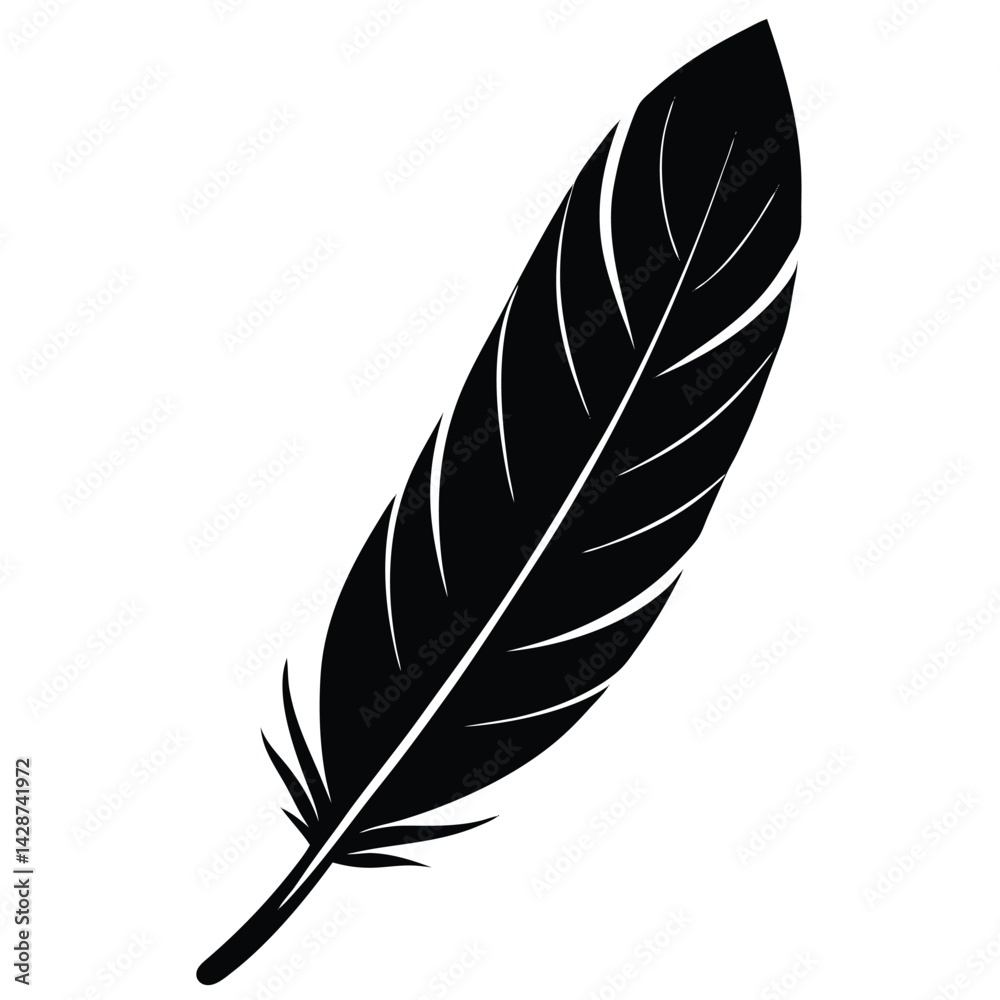 Obraz premium Isolated Black Vector Dancer using Element feather accessory With White Background