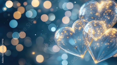 A serene image featuring glowing hearts against a vibrant bokeh background, evoking feelings of love and warmth.