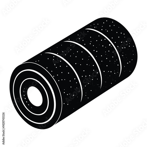 Isolated Black Vector Dancer using Element foam roller With White Background