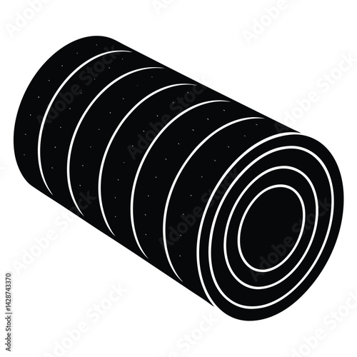 Isolated Black Vector Dancer using Element foam roller  With White Background
