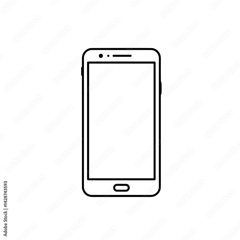 Smartphone icon in minimalist line art style representing communication and technology