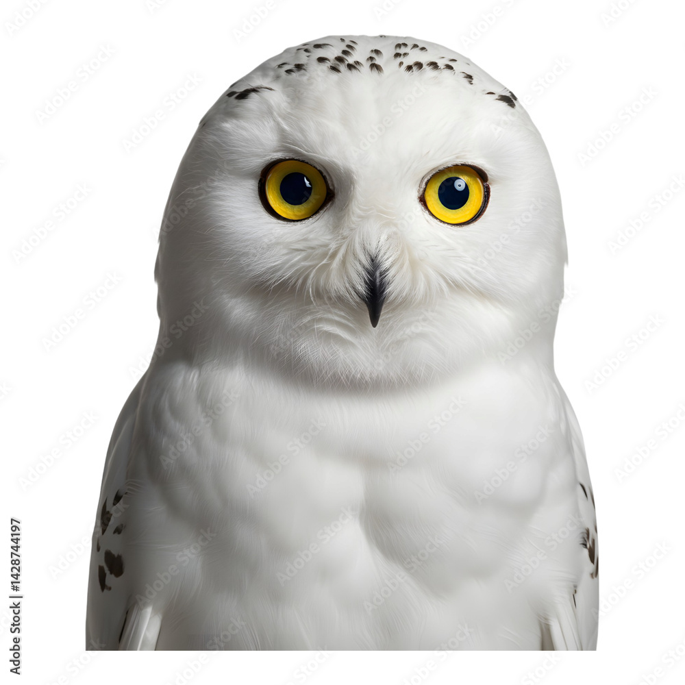 Obraz premium White snowy owl with a fluffy appearance