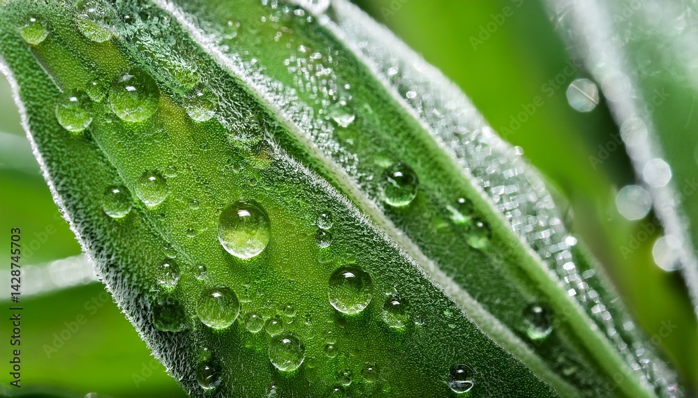 macro extreme close up shot of sage green plant with gel and water abstract natural background macro extreme close up shot of sage green plant with gel and water abstract natural background