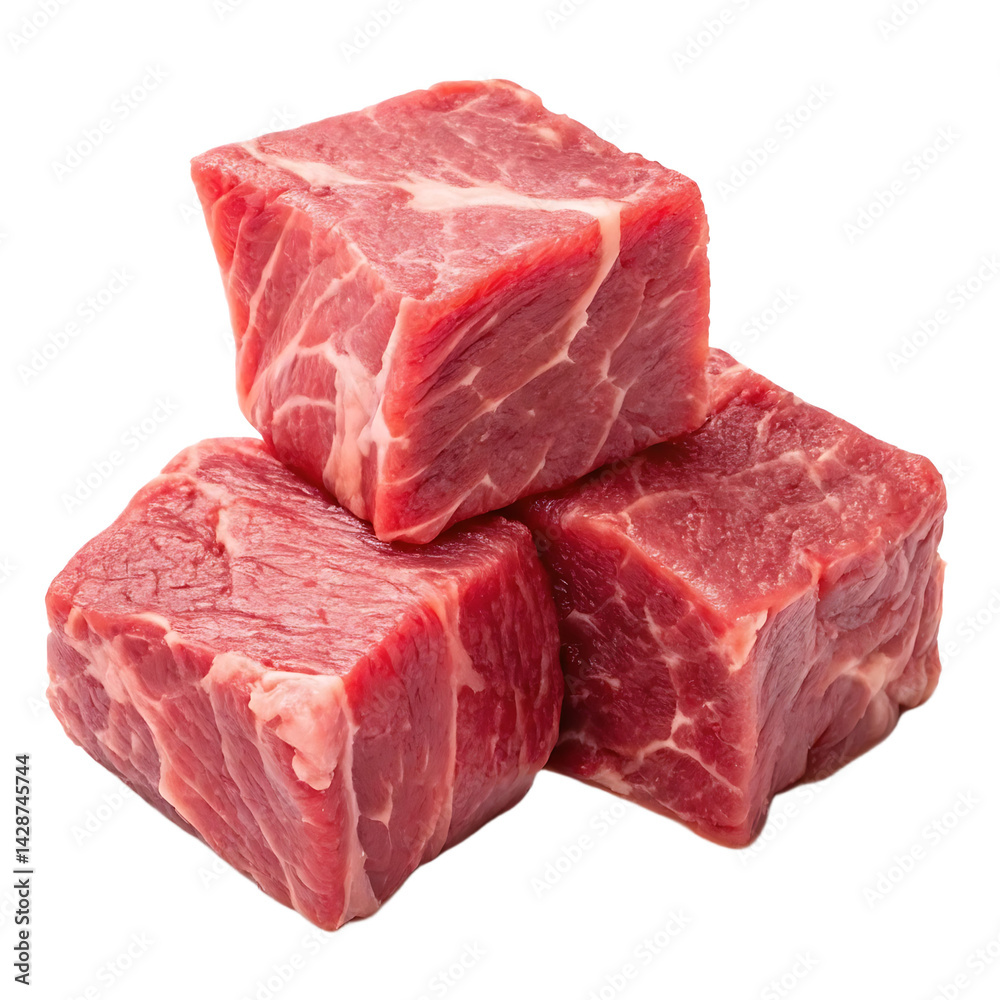 Fresh Beef Cubes Ready for Cooking PNG and transparent background Fresh Beef Cubes Ready for Cooking PNG and transparent background