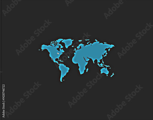 world map on black background