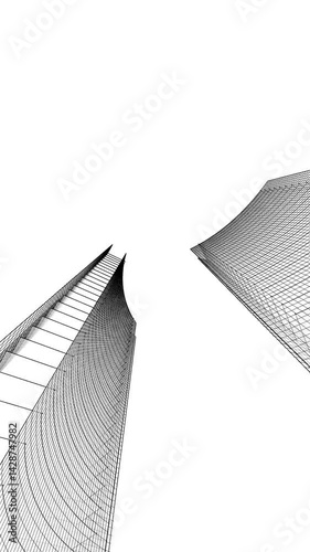 Futuristic architecture building 3d rendering