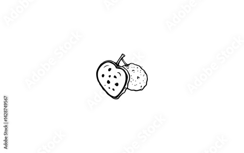 Atemoya – AI-Illustrated Knobby Heart-Shaped Fruit with Segmented Center