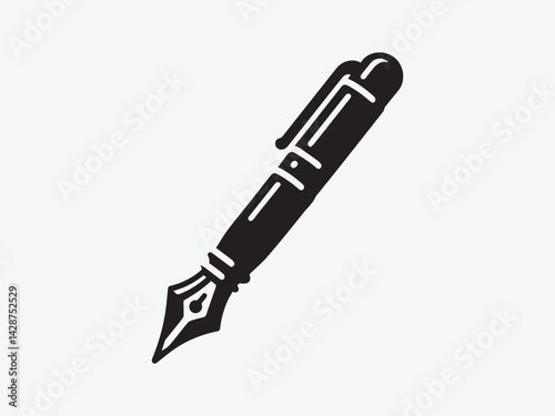 A solid black pen silhouette illustration, set of pen vector