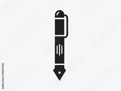 A solid black pen silhouette illustration, set of pen vector