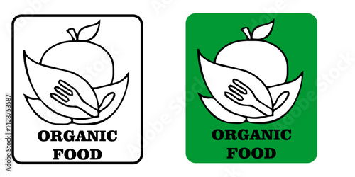 organic food logo with thin line wheat ears
