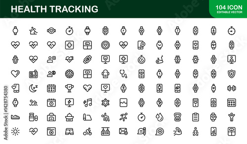 Minimalist Health Tracker Icons. Perfect for Fitness, Medical Records, and Digital Wellness Designs