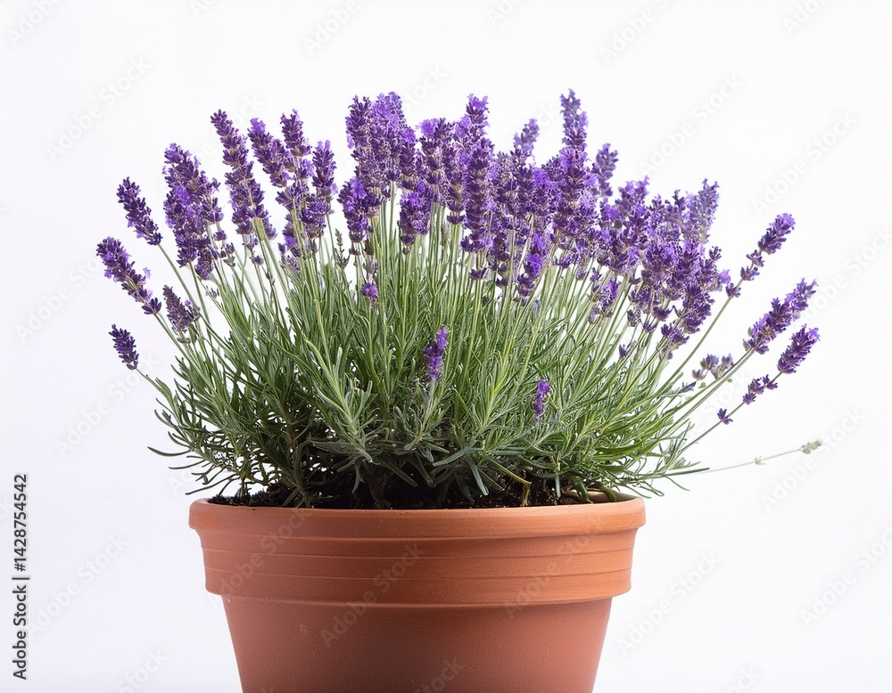 Naklejka premium lavender flowers with pot isolated on white background lavender flower