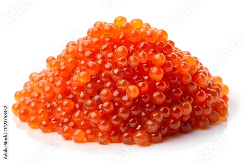 Close-up of a pile of vibrant red caviar