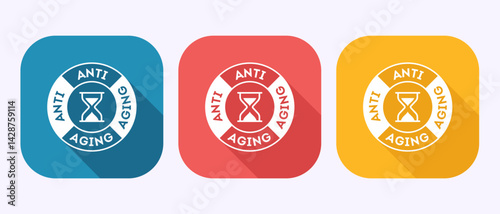 Anti aging icon design illustration. Anti aging sign symbol in shadow button design