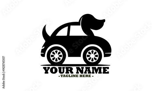 Basic monochromatic silhouette illustration of a charming toy car designed in the shape of a dog with wheels. dog Solid icon, dog solid icon vector design and dog solid icon logo art