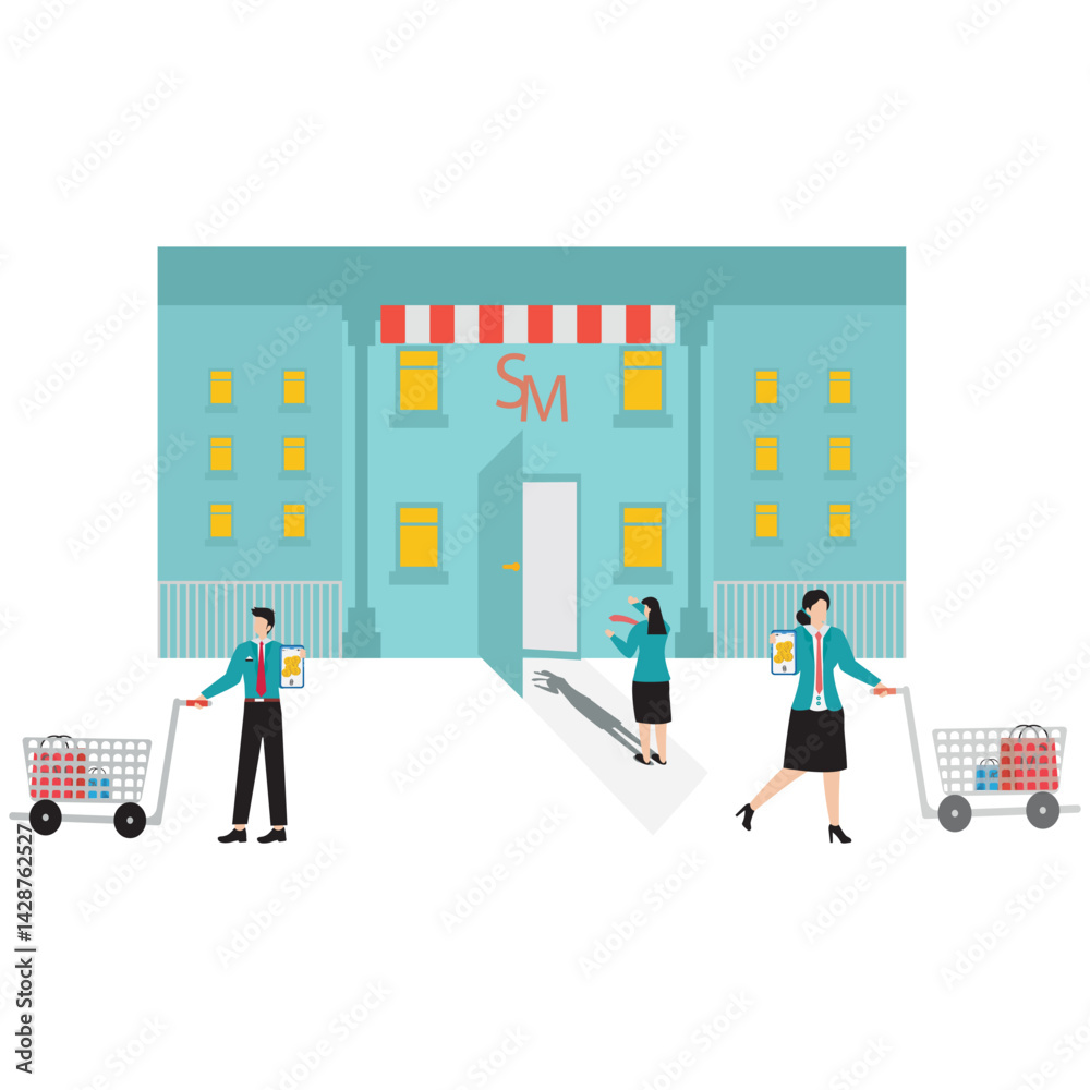 Supermarket Shopping Scene