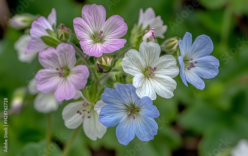Stunning Closeup of Delicate Pastel Flowers Blooming in Garden