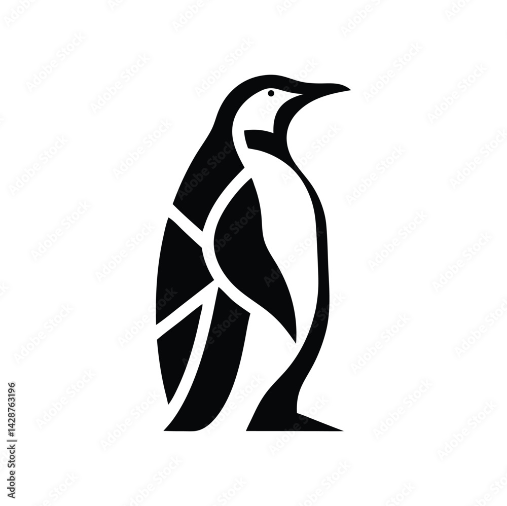 Obraz premium Vector Illustration of a Sleek Black and White Penguin Silhouette Featuring a Minimalist and Modern Design for Wildlife Conservation, Branding, and Decorative Projects
