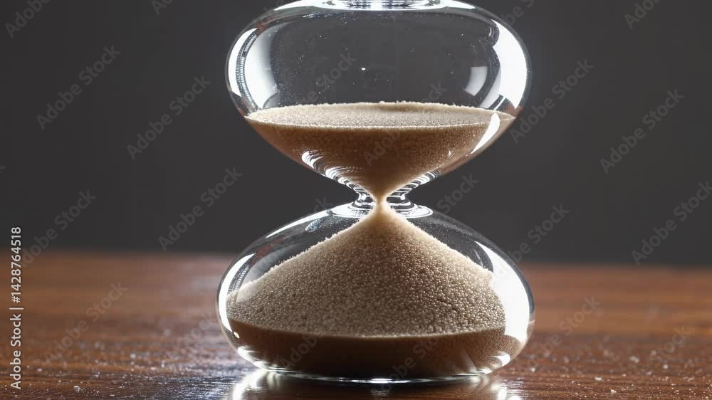 Transition of sand in glass timer illustrating the passage of time