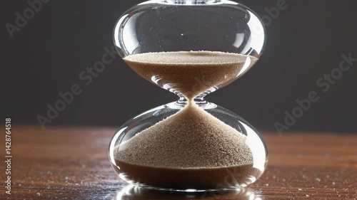 Transition of sand in glass timer illustrating the passage of time