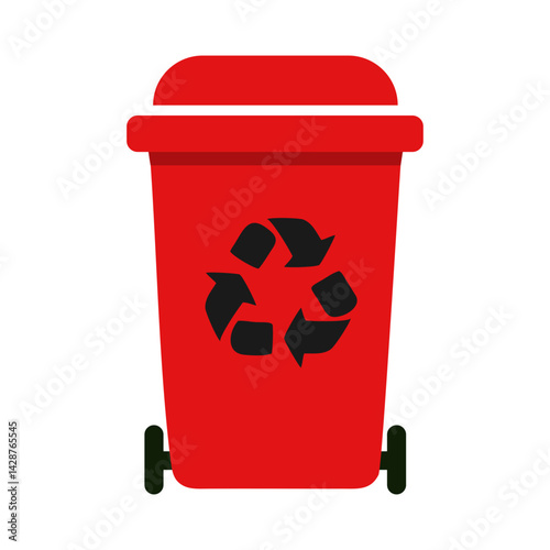 Red Recyclable Trash Can with Wheels