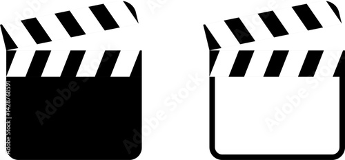 Movie clapperboard. Filmmaker's clapboard icon. Hollywood Film clapper. films movie chalk clap board
