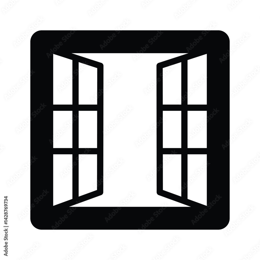 Easy to edit outline style icon showing open window Easy to edit outline style icon showing open window