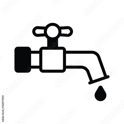 Get this amazing linear style icon of open tap with water drop