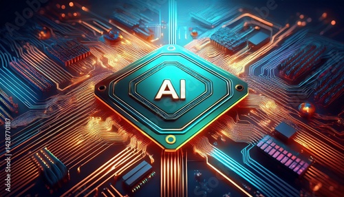 powerful computer processor microchip with the word representing artificial intelligence ai technology