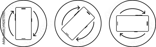 mobile rotation icon set. Device rotate symbol collection. Rotate smartphone icons. Turn your phone
