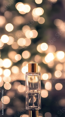 Luxury Perfume Bottle in Festive Lights