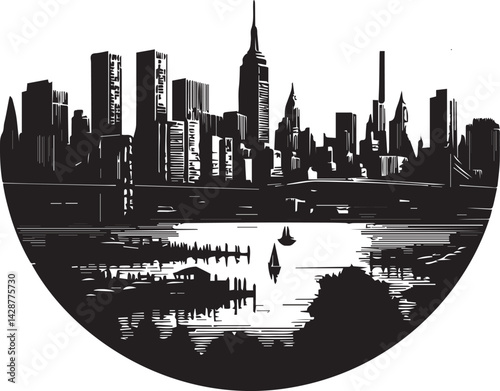 New York City Skyline silhouette, isolated vector illustration