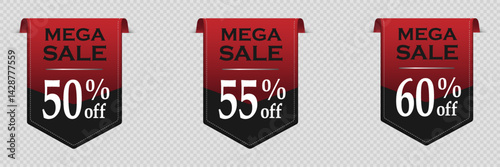 Mega sale banner with text. Discounts special offer.