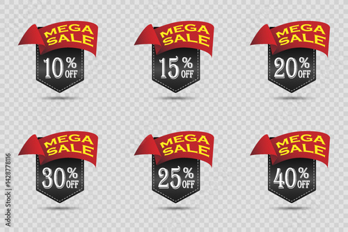 Offer mega sale banner. On a transparent background.