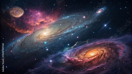 Nebulae and galaxies in space.Abstract cosmos background